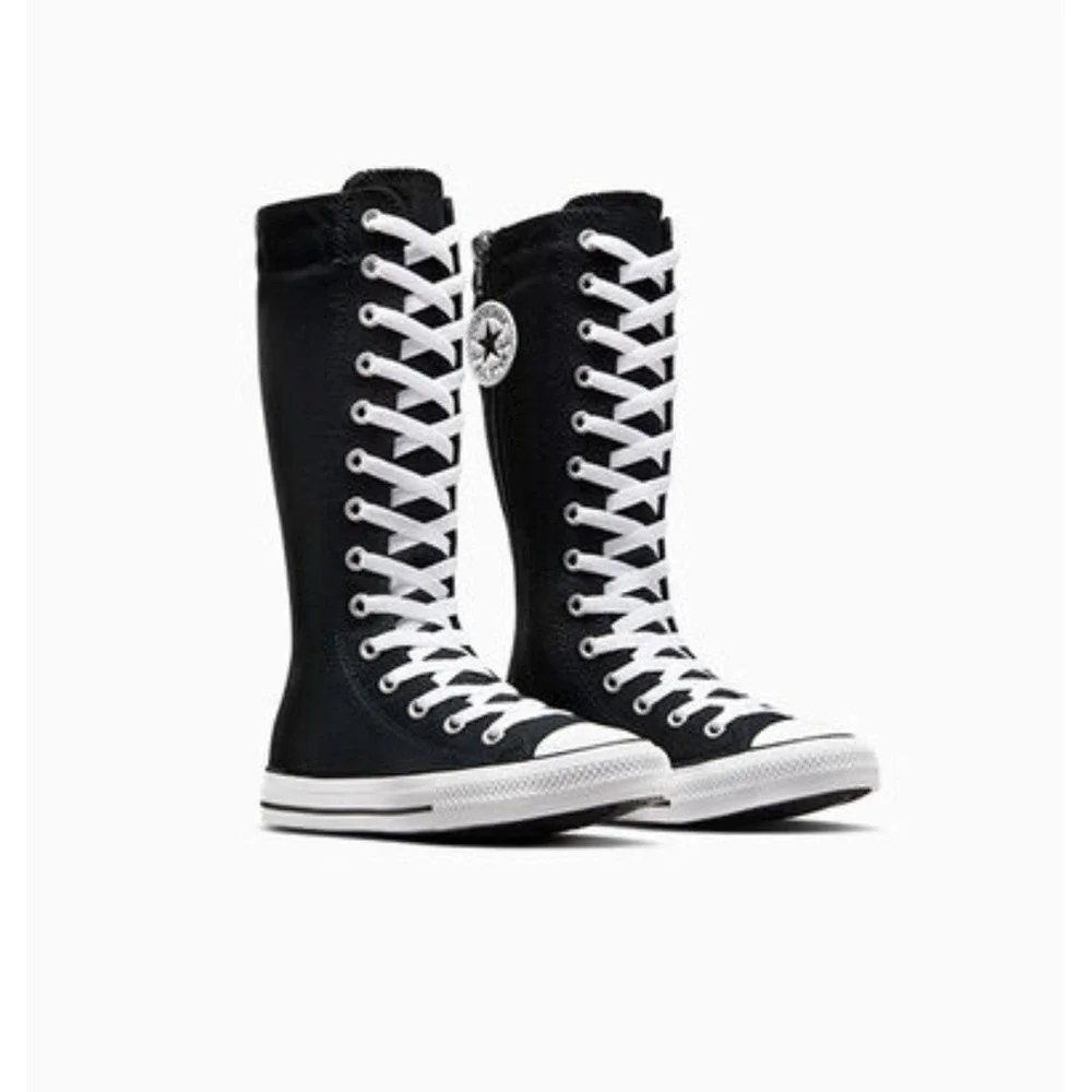 Converse Chuck Taylor All Star Knee Hi Boots Black White Girl's GS 2Y Women's 4